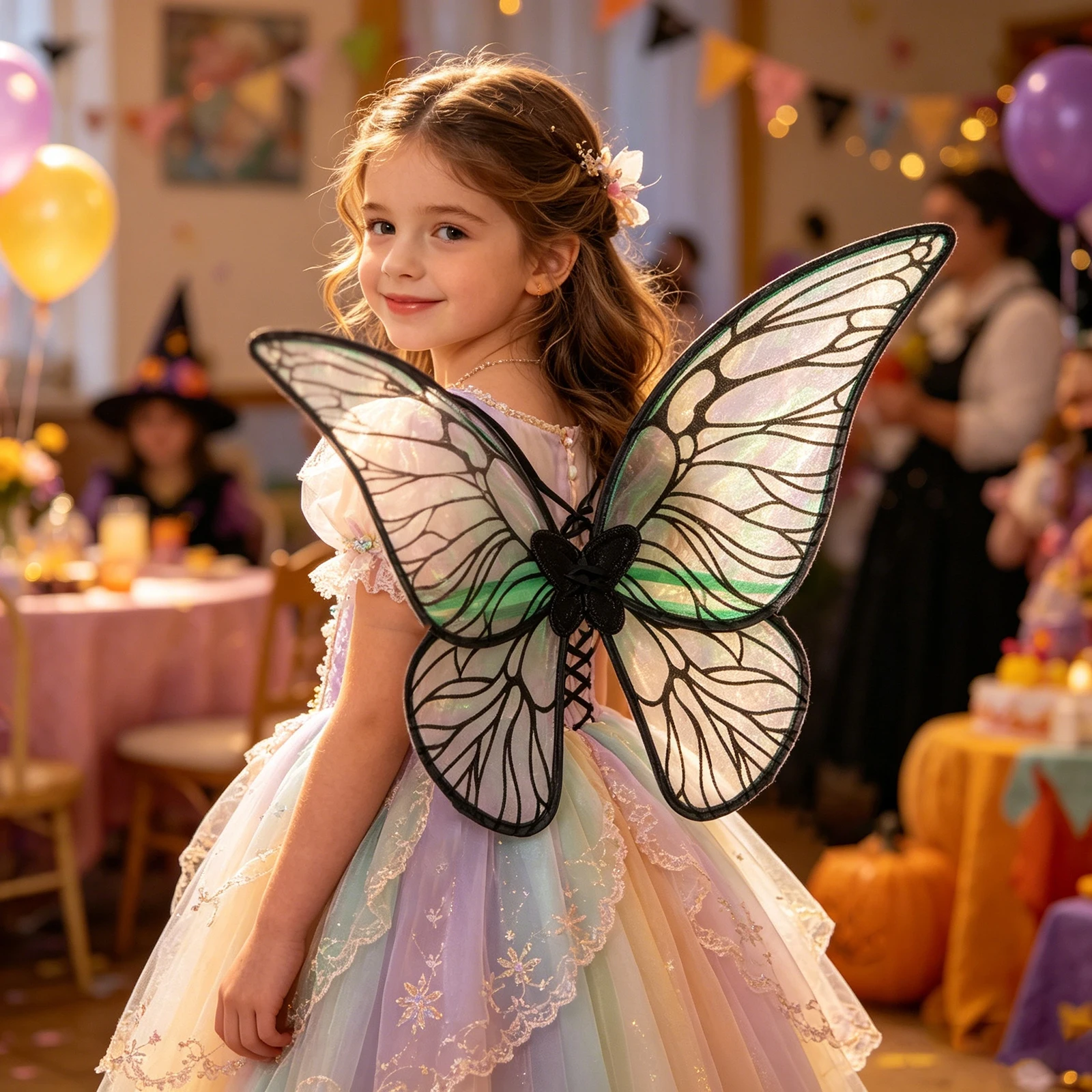 Butterfly Wing for Girls Petite Women Iridescent Fairy Wing with Elastic Shoulder Straps Stage Show Birthday Play Costume Props