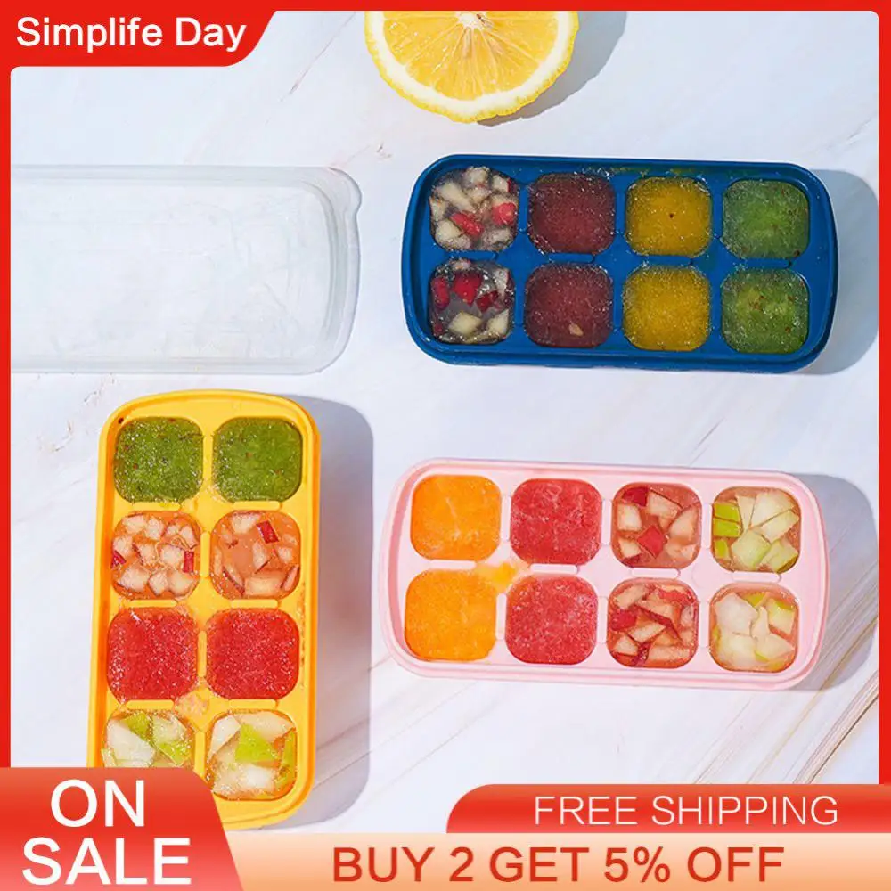 Ice Tray Mold 8 Grids Summer New Soft Ice Mold Easy Demoulding Ice Maker Kitchen Ice Cream Tools Home Handmade Ice Cream Box