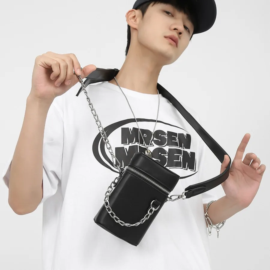 

Fashionable New Cigarette Case Bag Men's Chain Bag Trendy Brand Texture Handsome Simple Mobile Phone Bag Mini Ins Crossbody Bags
