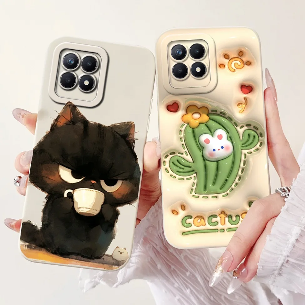 Casing For Realme 8i RMX3151 Back Cover For Realme Narzo 50 RMX3286 Case Shockproof Cute Cat Panda Rabbit Fashion Flowers Love