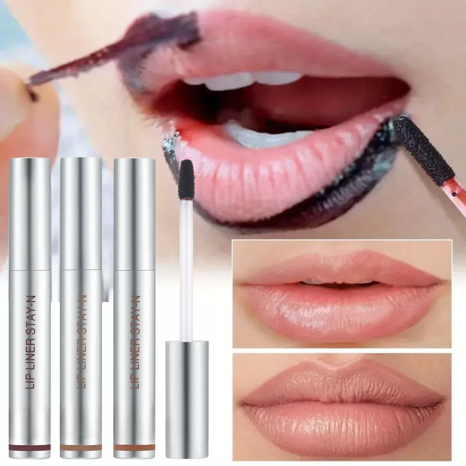 Matita per labbra impermeabile a 6 colori Peel Off Tattoo Lip Gloss Tinta per labbra opaca a lunga durata Contorno nero Tear-off Trucco Stain Cosmetico