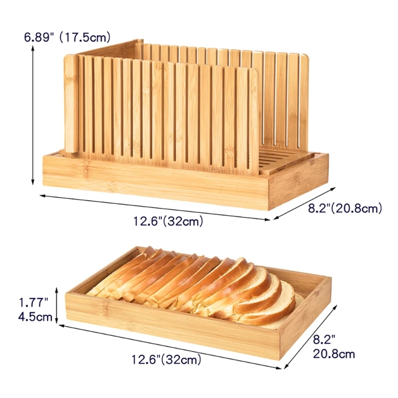 Foldable Bamboo Wood Bread Slicer Cutter Toast Loaf Cutting Guide Slicing Maker for Cakes Bagels