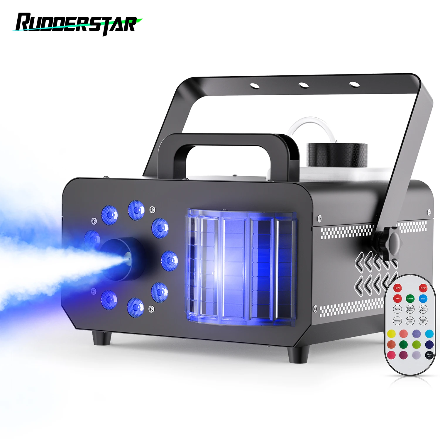 

1200W RGB 9LEDs Fog Machine Magic Ball Effect Lights Remote Control Stage Smoke Machine for Disco Party Concert Wedding Theater