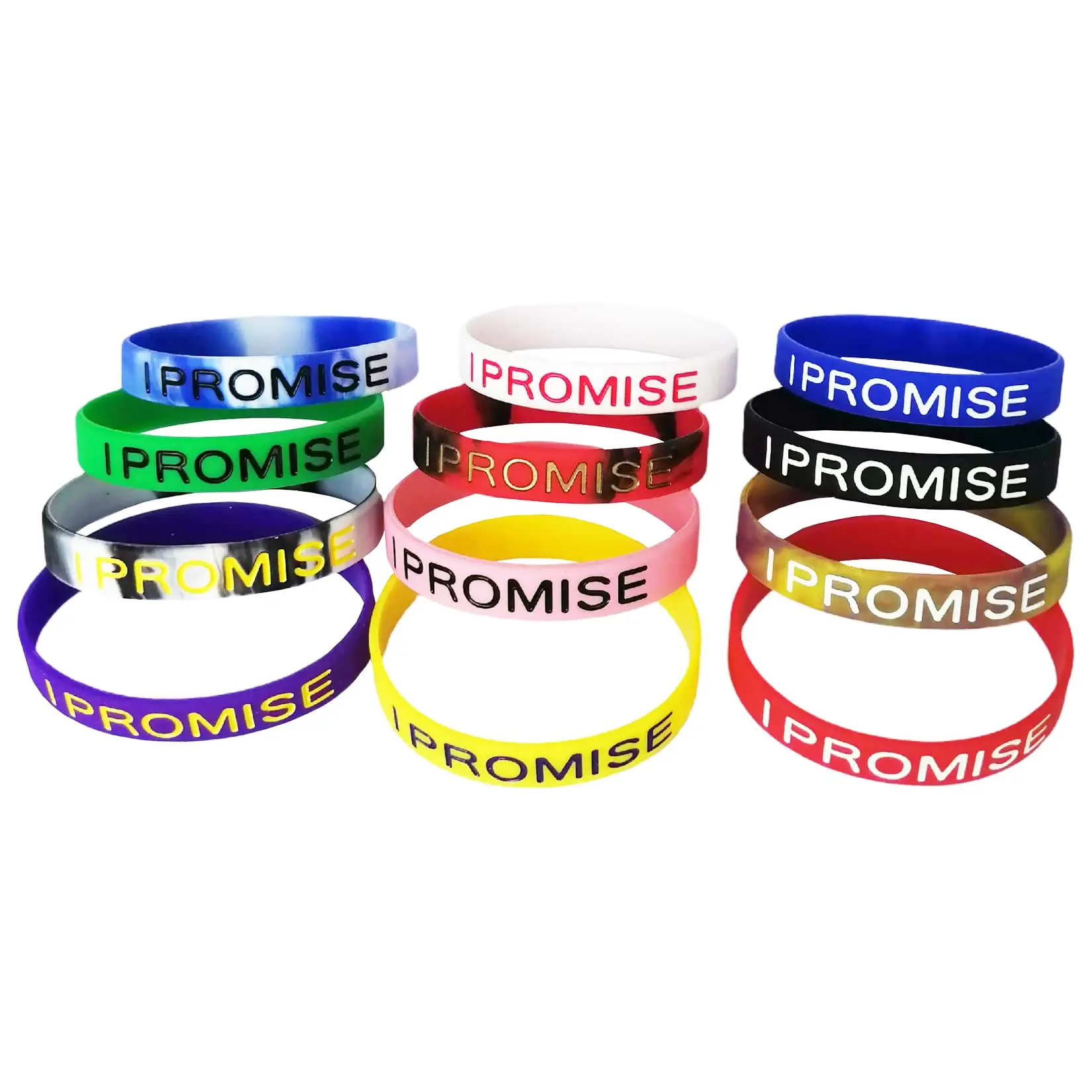 (12-Pack) I Promise Bracelets Motivational Quote Silicone Wristbands Rubber Basketball Inspirational Gifts and Party Favors view 3