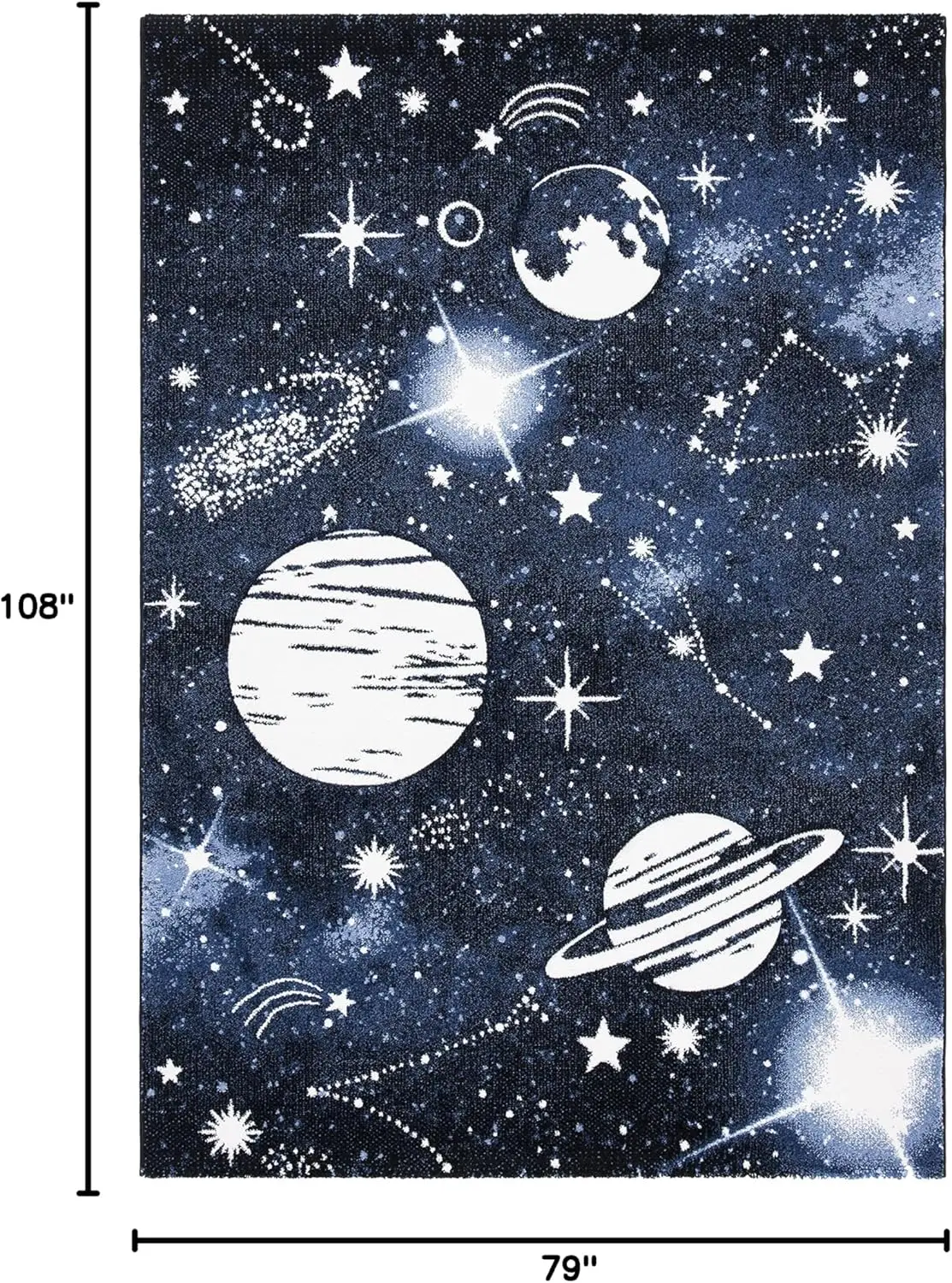 Kids' Playroom Rug 6'7" x 9', Dark & Light Blue, Non-Shedding & Easy Clean for High Traffic Areas view 3