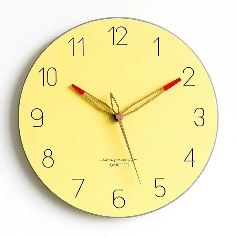 Minimalist Wall Clock Creative Walnut Wood Pointer Art Clocks Living Room Wall Decoration Fashion Elegant Clock Home Ornaments