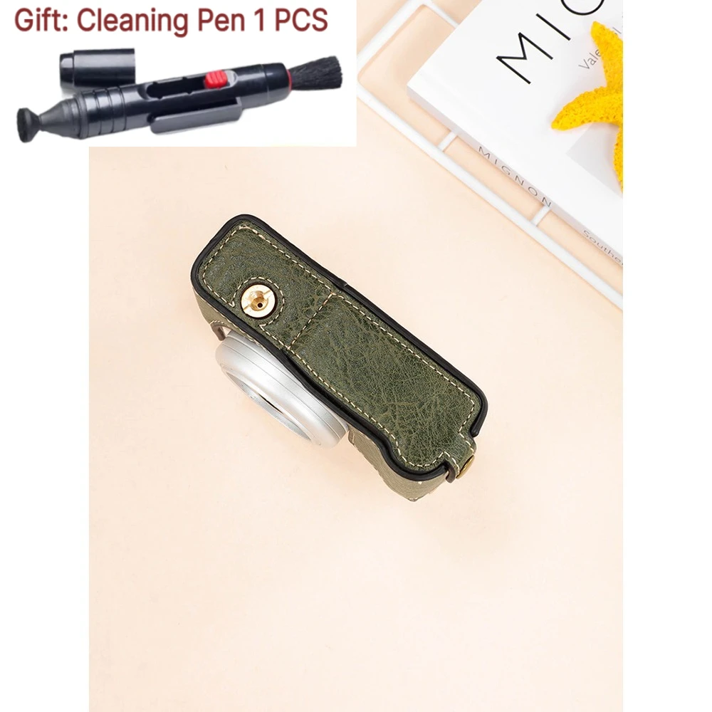 For Sony ZV1F ZV1M2 Camera PU Leather Cowhide Bag Body Box ZV1F Camera protective case base half cover +1 PCS Free Cleaning Pen