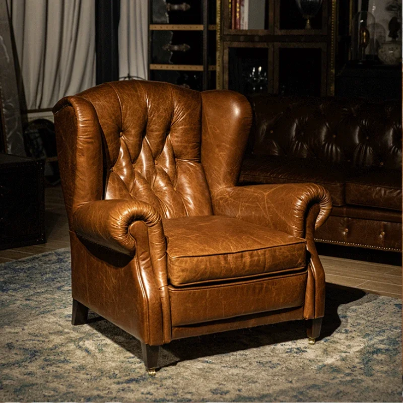 H Ergonomic Fancy Sofa Chair Unique Creative Office  Single Lounge Sofa Leather Retro Sofy  Divano Hotel Furniture