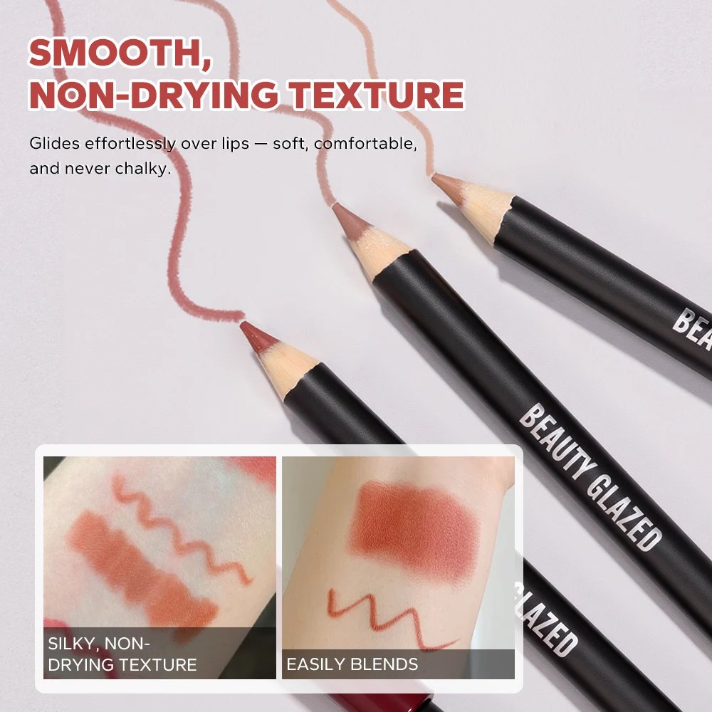 12 pezzi/set set di matite per labbra scolpite a forma di artista, fodera precisa senza peso con texture super morbida e sfumabile, morbida opaca