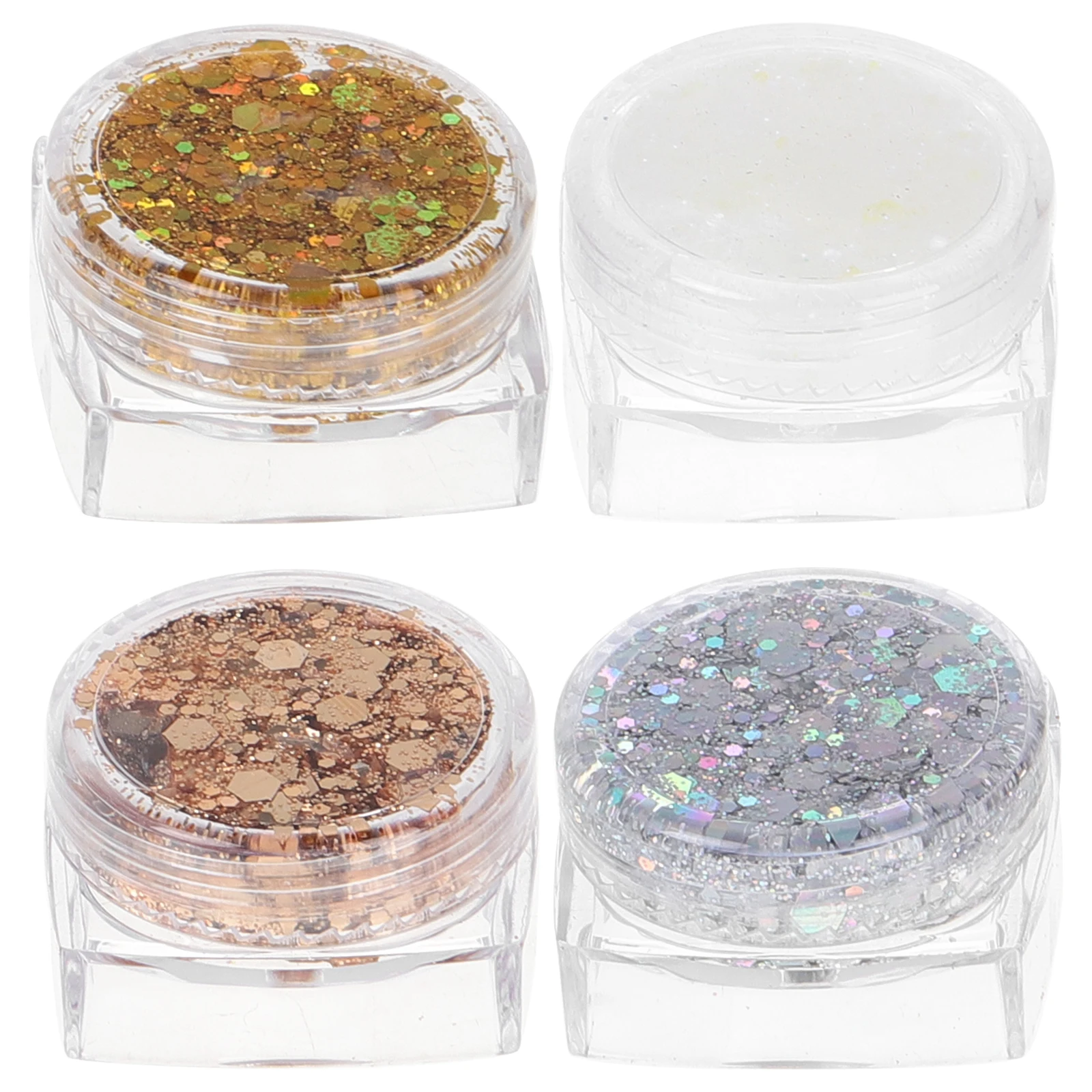 Gel à paillettes pour le visage, 4 pièces, pour maquillage holographique Rave, facile à appliquer, sans colle nécessaire, paillettes pour cheveux pour fête