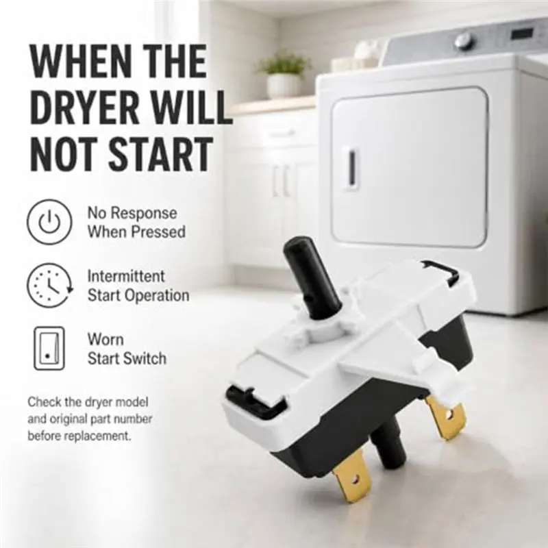 A44I-WPW10420741 Dryer Start Switch Replacement For Bryxium Push-Button Start Kit For Whirlpool, Kenmore, Amana