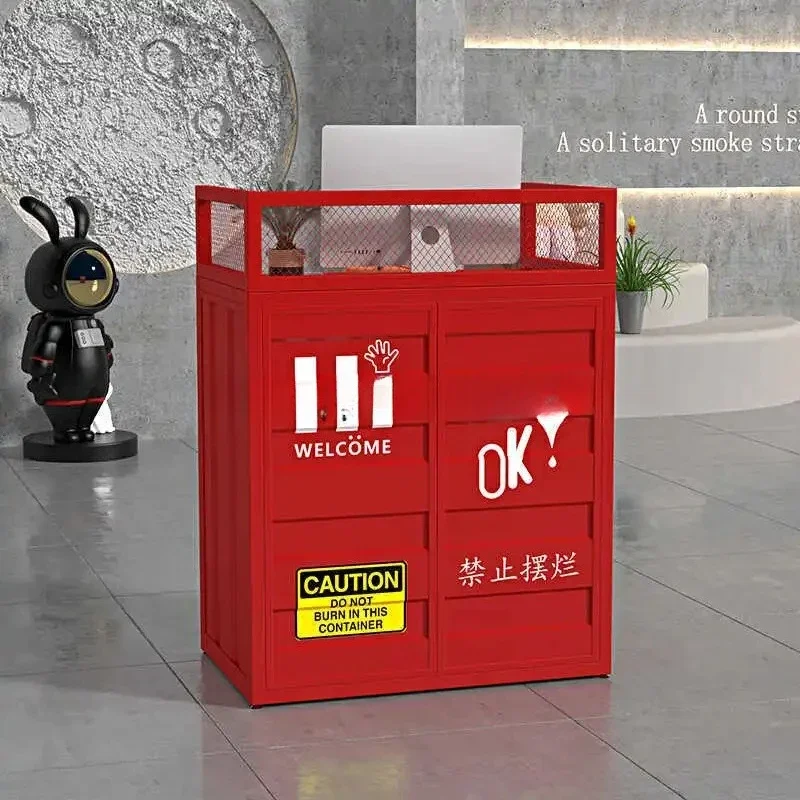 y9.1-Industrial Style Retro Iron Art Bar Hot Pot Restaurant Clothing Store Container Small Cashier Counter Reception Desk