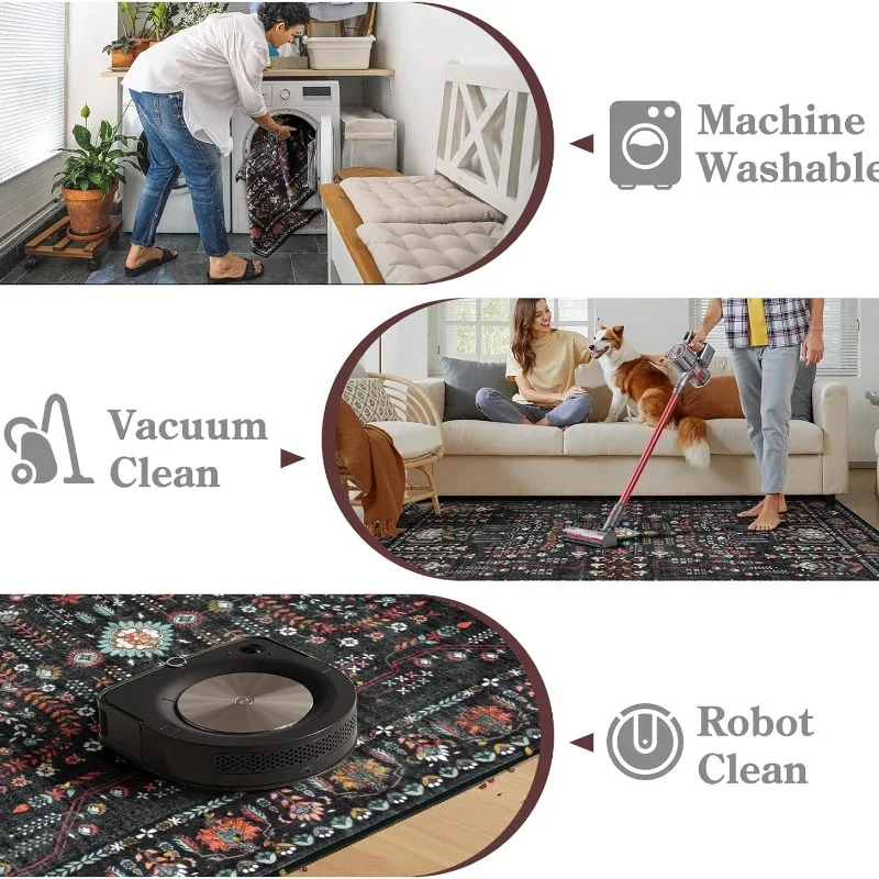 Luxury Retro Hallway Long Rug Washable Kitchen Mat Green Non-slip Bedroom Bedside Soft Carpet Botanical Floral Design Teppich 러그 - Image 6