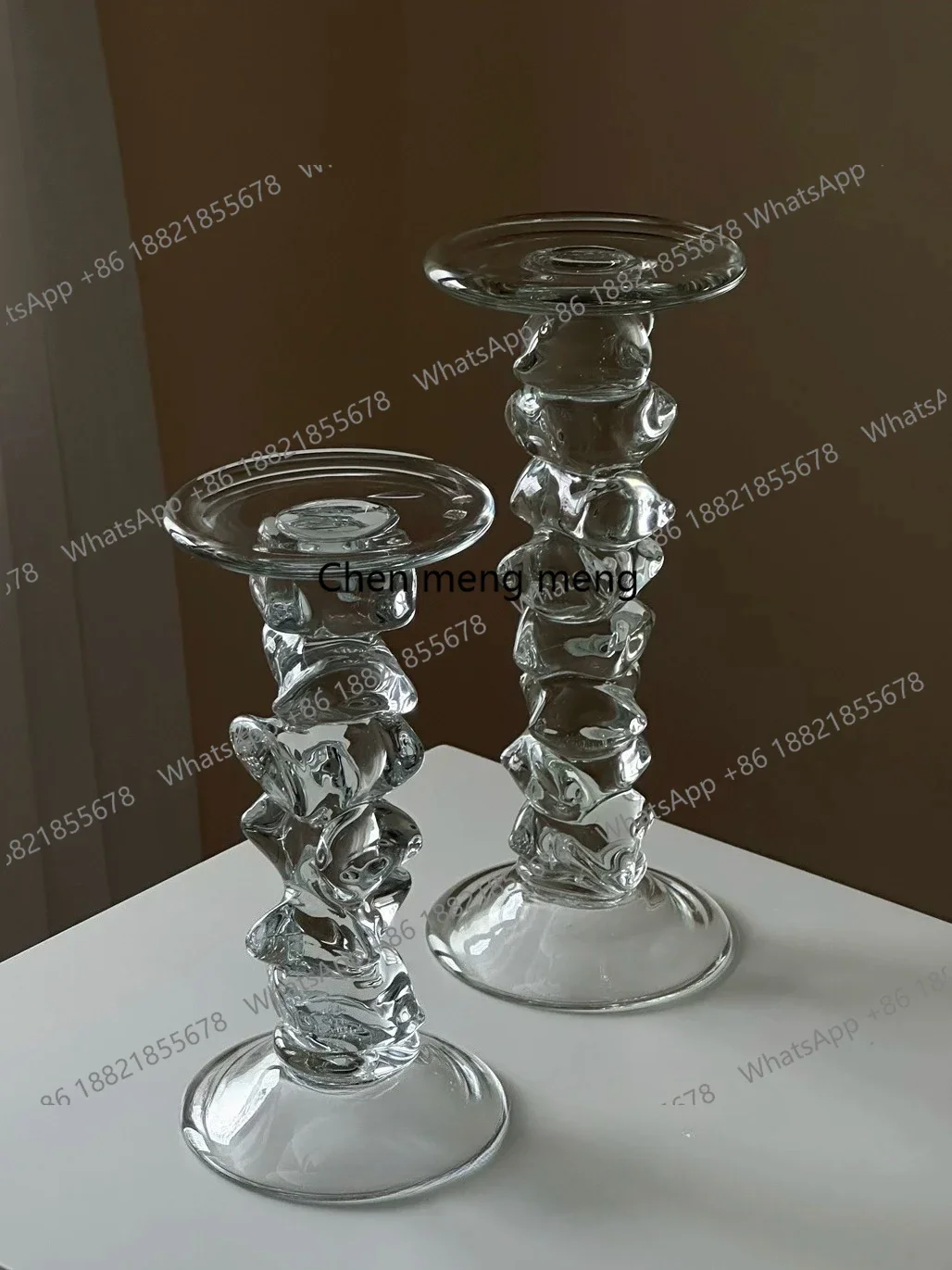 h178Glazed scented candle drag pedestal high-end home, glass French medieval romantic ornament