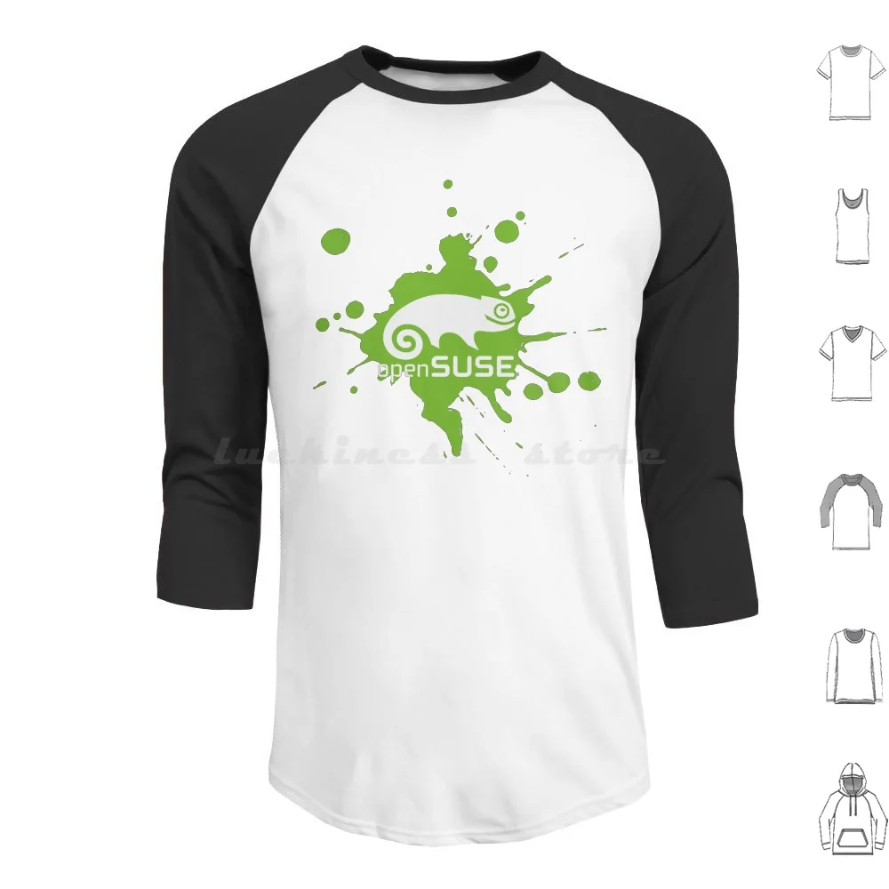 Opensuse-sudaderas con capucha de manga larga, ropa con estampado de manchas verdes, Opensuse Linux Gnu