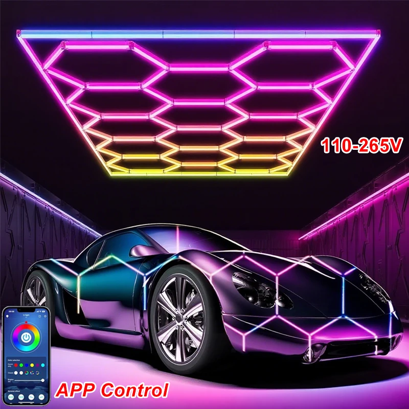 

1-14 отверстий светодиодное шестиугольное освещение 110-265 В RGB шестигранная гаражная лампа сотовое освещение гостиная бистро сценический орнамент потолочный светильник
