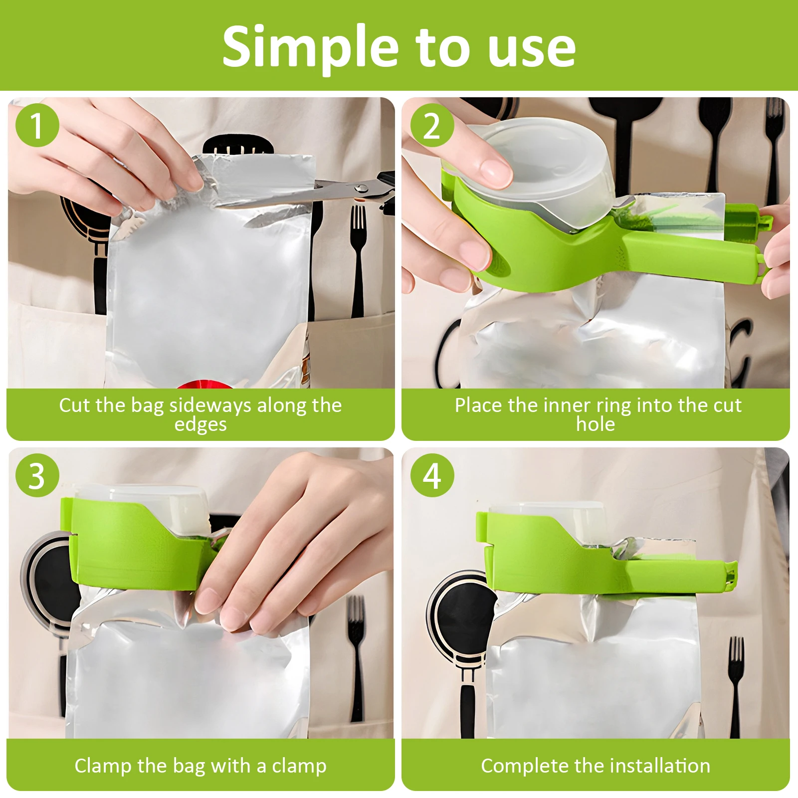 Food Preserving Bag Closure Clip Oat Dispenser Spout Snack Bag Clip Moisture Seal Clip Fresh Keeping Sealer Clamp Kitchen Gadget