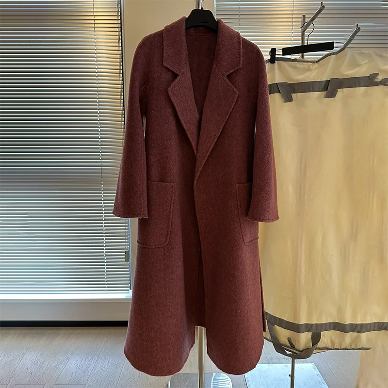 

Высококачественное женское осенне-зимнее двустороннее кашемировое пальто, регулируемый пояс средней длины и шерстяная одежда 2510011144