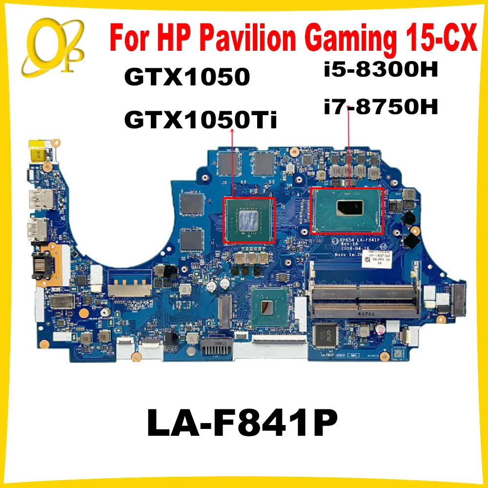 

DPK54 LA-F841P для материнской платы ноутбука HP Pavilion Gaming 15-CX i5-8300H i7-8750H CPU GTX1050/1050Ti GPU DDR4 полностью протестирована