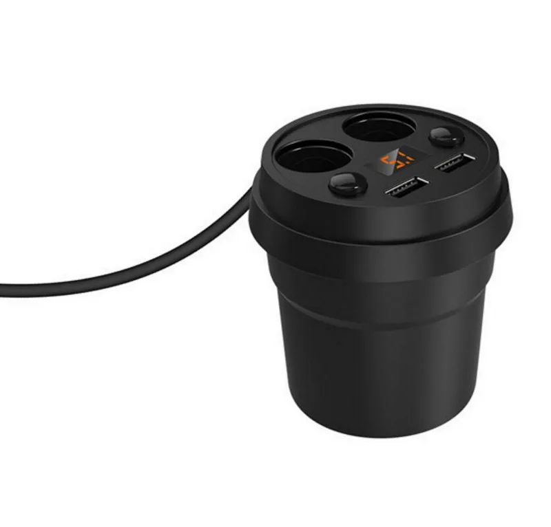 12-24V Car Cigarette Lighter Power Adapter, Dual USB & Dual Socket Charger with Independent Switch ABS