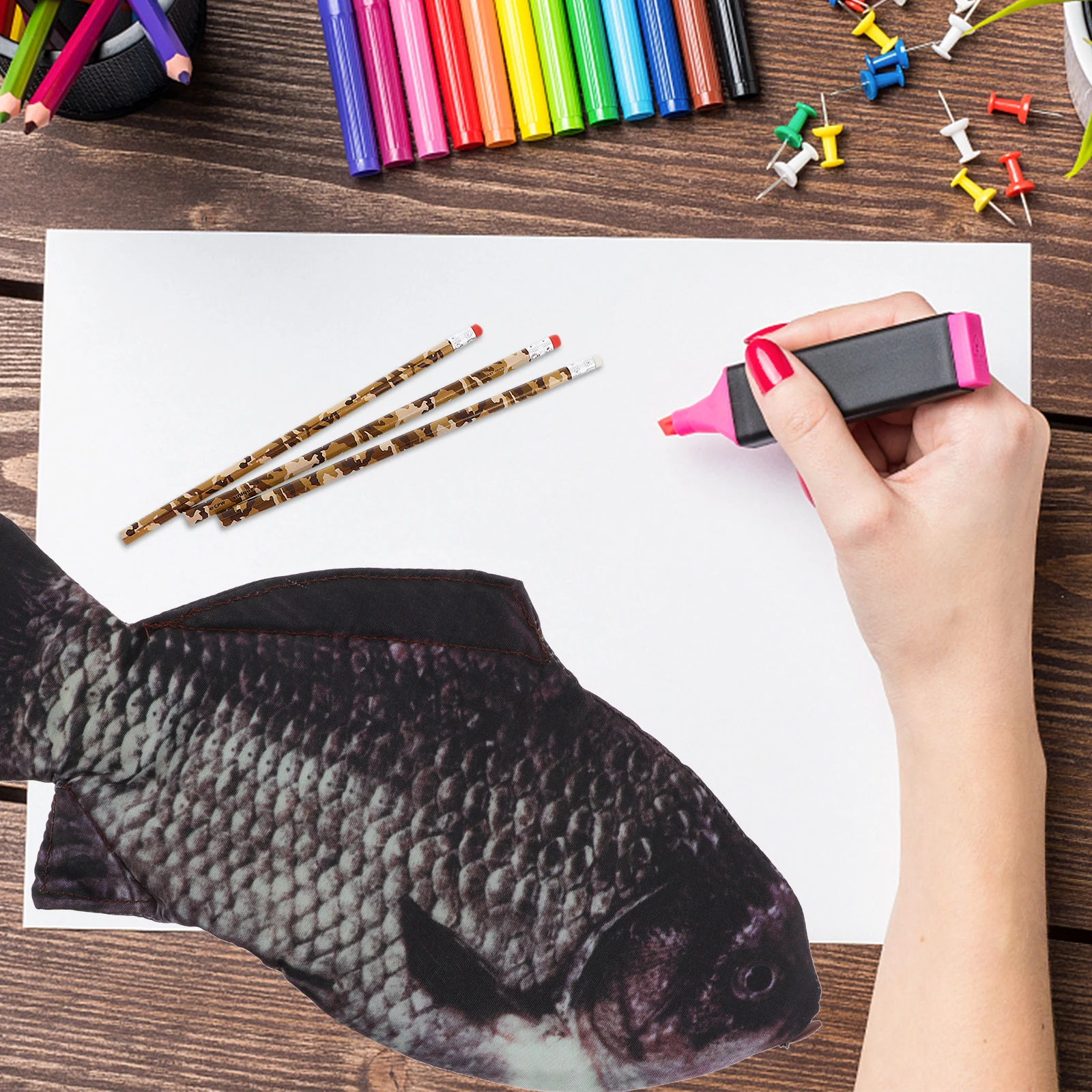 

Fish Shape Pencil Multi-Function Stationery Kids Students Pen Bag Large Capacity Storage Bag School Office Supplies