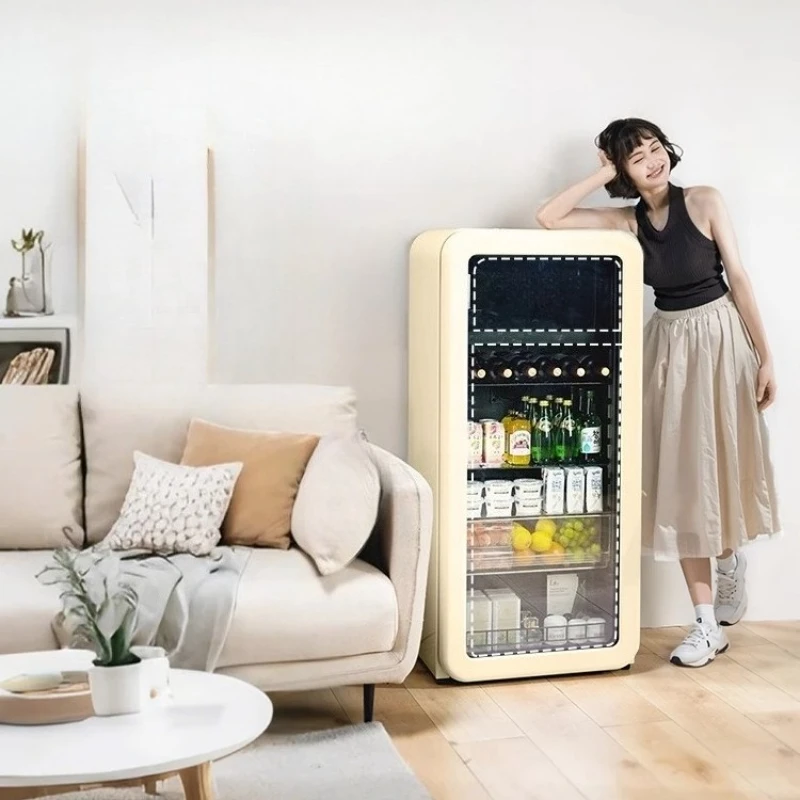 

Ice Bar Dun Dun Bar Freezer Refrigerator Household Living Room Fresh-keeping Cabinet Beverage Small Retro Refrigerator