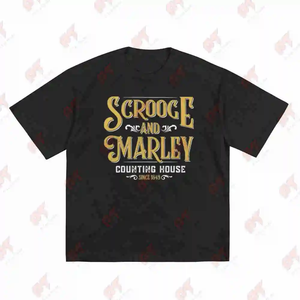 Scrooge Marley Counting House Christmas Short Sleeve Tee 100% Cotton T-Shirt