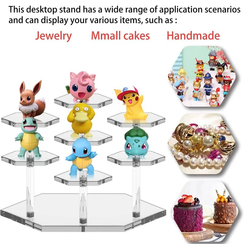 7-Tier Square Acrylic Display Stand Cosmetic Perfume Organizer Storage Rack Cupcake Dessert Showcase Mini Anime Figure Holder