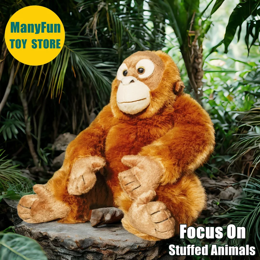 Orangutan Plush Toy - Realistic Red Ape Stuffed Animal, Lifelike Chimpanzee & Gorilla Plushie, Bornean Orangutan Simulation Doll