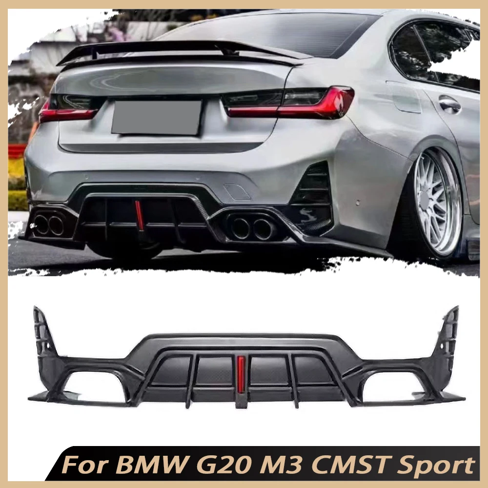 

C Style Rear Diffuser Spoiler Rear Lip Bumper Spoiler For BMW G20 M3 CMST Sport 2023+ Dry Carbon Fiber Bumper Body Kits FRP