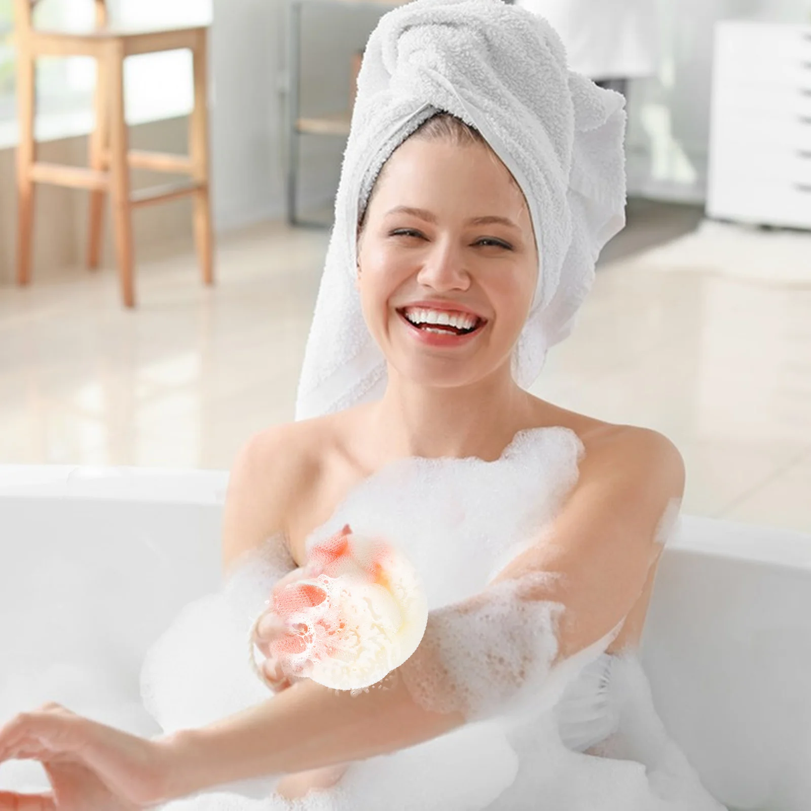 

3pcs Shower Loofah Sponge Body Scrubber Polyester Cotton Green Gray Pink Set Bath Ball Long Lasting Durable Gentle