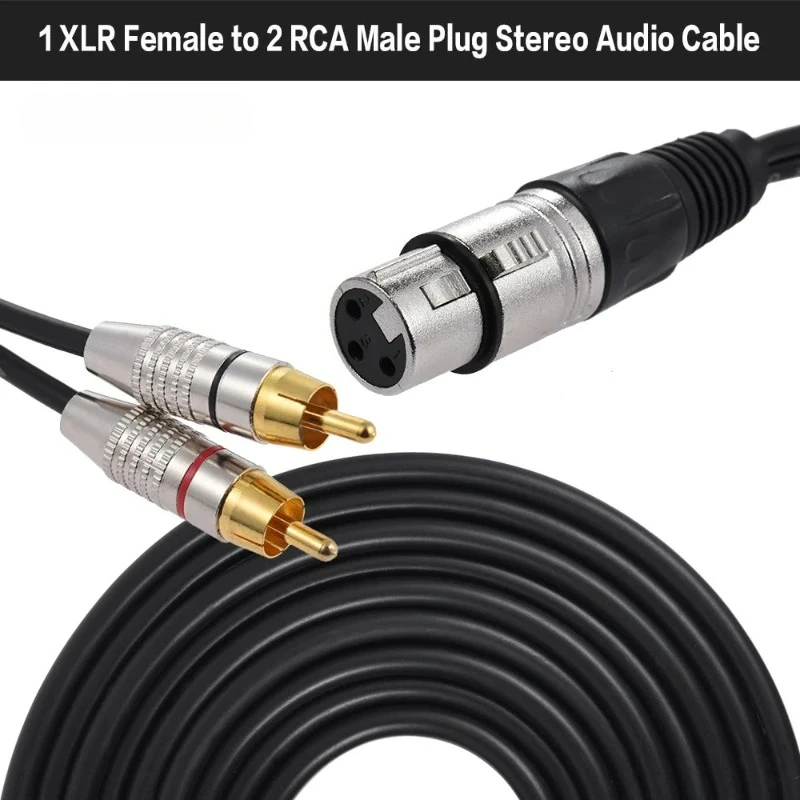 Double RCA Male to 3Pin XLR Male Audio Adapter Cable Line 2 Two RCA Male 3P XLR CANNON Female Audio Cord Wire RCA M XLR F Cable