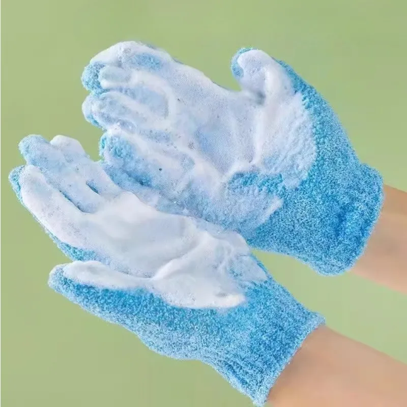 1 زوج حمام رغوة قفاز التنظيف العميق تقشير التقشير Bast Wisp تدليك الإسفنج العناية بالبشرة منشفة قفازات الاستحمام اكسسوارات