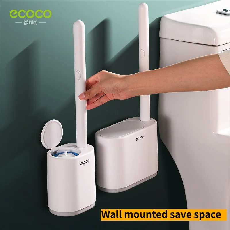 Wall Mounted Disposable Toilet Brush Replaceable Heads No Dead Corner Hanging Hygienic Cleaner for Household Bathroom WC