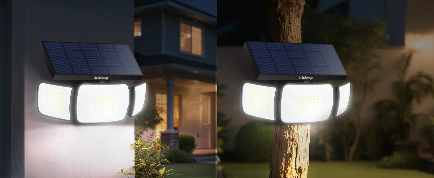 Intelamp Solar-Außenstrahler mit langer Batterielaufzeit (6000 mAh), größerem Solarpanel für schnelleres Laden, zwei Sensoren für breitere und längere Erfassung für Hof und Garage. – Detail 12