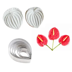 Anthurium 플라워 베이너 및 커터 케이크 몰드, 실리콘 껌 초콜릿 슈가 페이퍼 몰드, 클레이 베이킹 액세서리 및 도구