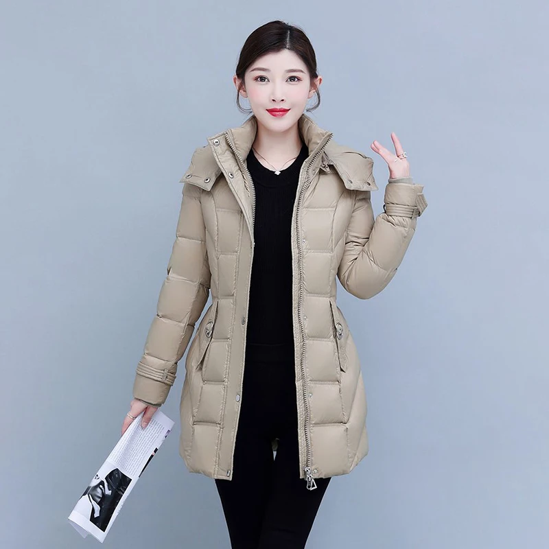 2023, The New Elegant Fashion Delt Is Waist-closed, Slim, Soft And Glossy, Short Down  With White Duck Down And Thick Coat