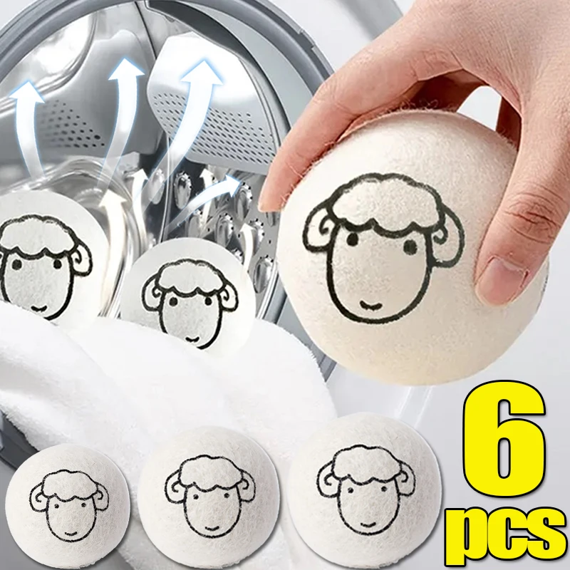 1/6PCS Reusable Wool Dryer Ball Clothes Special Antistatic Anti-winding Laundry Ball Washing Machine Accessories Bathroom Supply