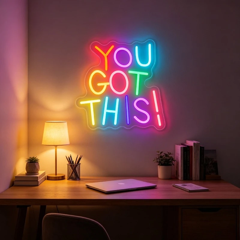 You Got This LED Neon Light ​ Dimmable USB Neon Sign for Office Wall Light Inspirational Quote Study Room Gym Party Decor Lamp
