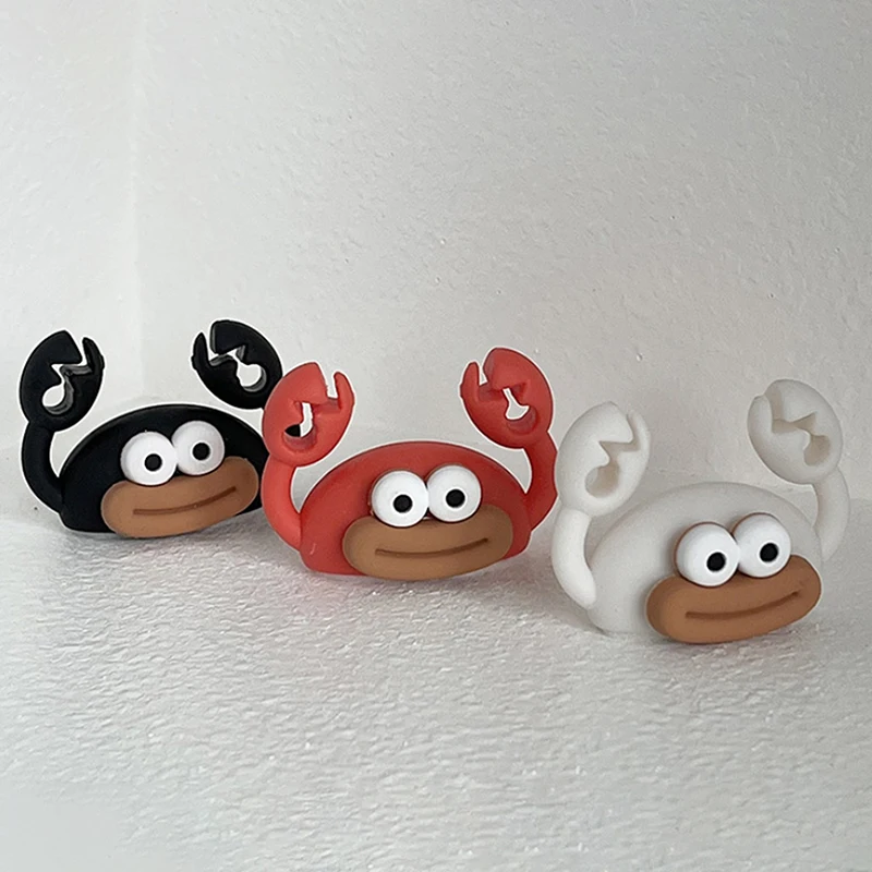 Desenhos animados Crab Cable Holder, Desktop Winder, Organizador do fio, Auto-adesivo, Suporte do fio, Criativo Dados Cable Management Clip