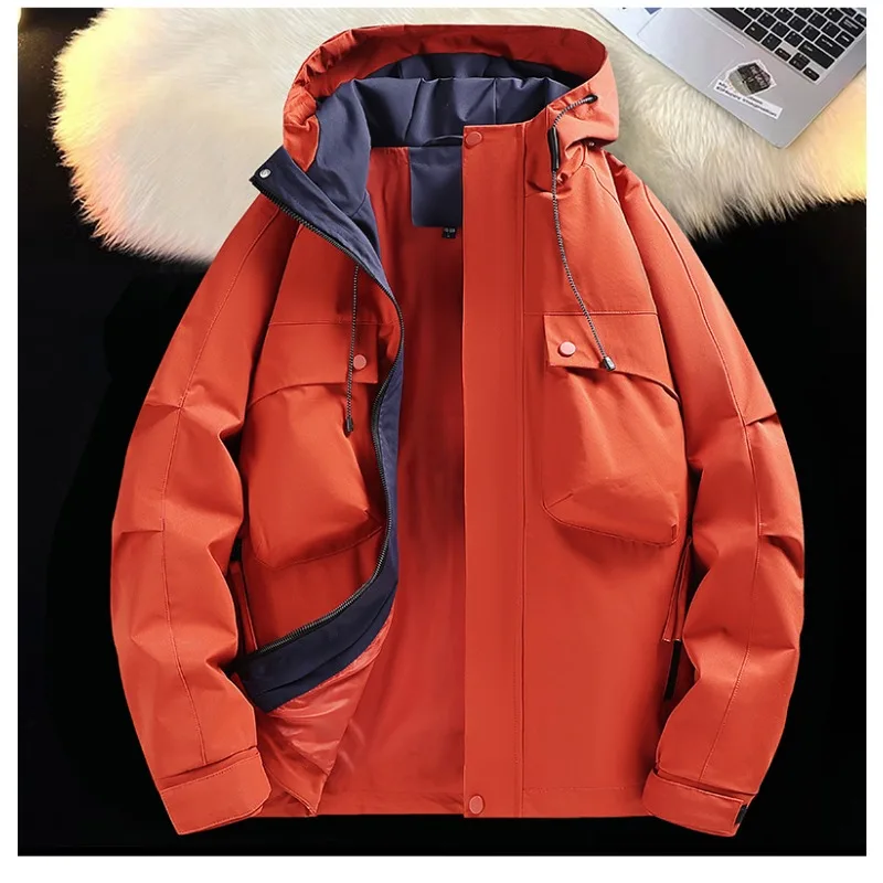 

New men's outdoor jacket waterproof breathable, and warm suitable for winter cycling sports casual wear women's jacket with hood
