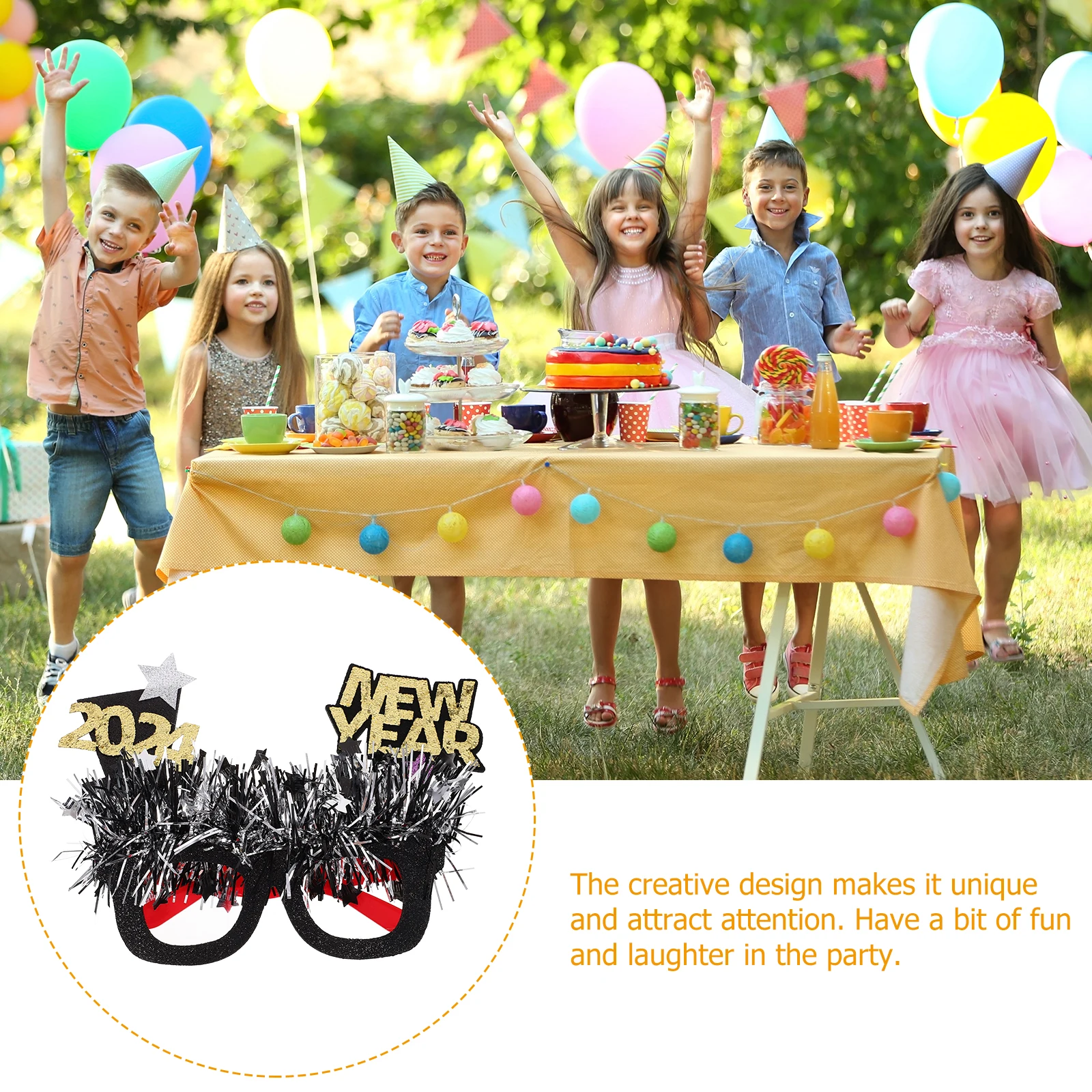 

New Year Party Glasses 2024 Modeling Eye Wear Funny Dancing Eyeglasses Photo Props Golden Frame New Year Supplies Party Use