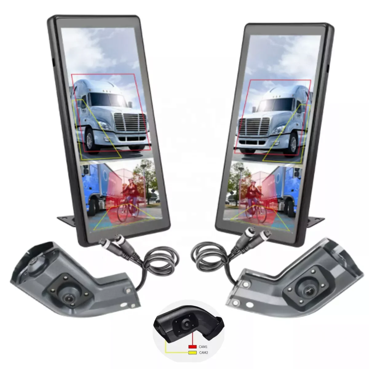 IPoster Truck Car for Side AI Blind Area Detection 2CH 2MP DVR IPS Touch Screen Right Left Side Electronic Reverse Mirror Camera