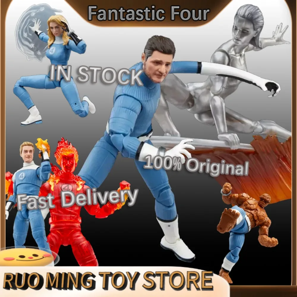 

In Stock Genuine Legends Fantastic Four Invisible Woman Human Torch Mister Fantastic Action Figure Model Children Toy Desk Decor