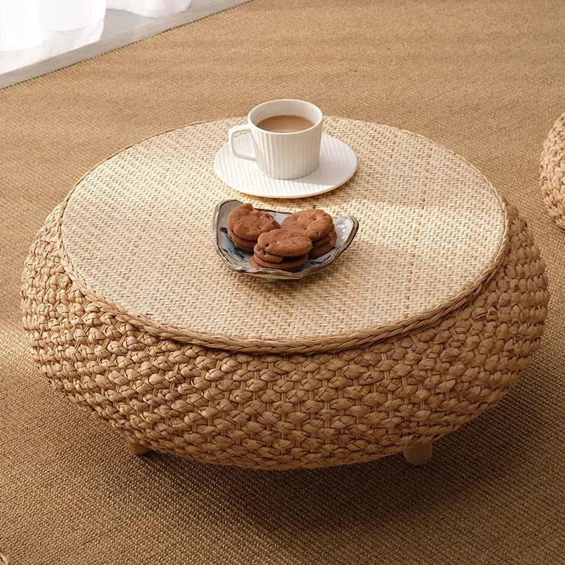 Tatami table, low table, balcony bay window, small table, coffee table, rattan can be stored in the bedroom, kang table, small t