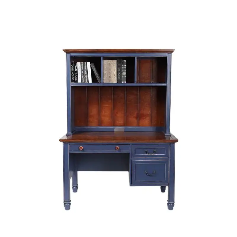 Bureau combiné simple en bois massif américain, mobilier d\'étude méditerranéen européen