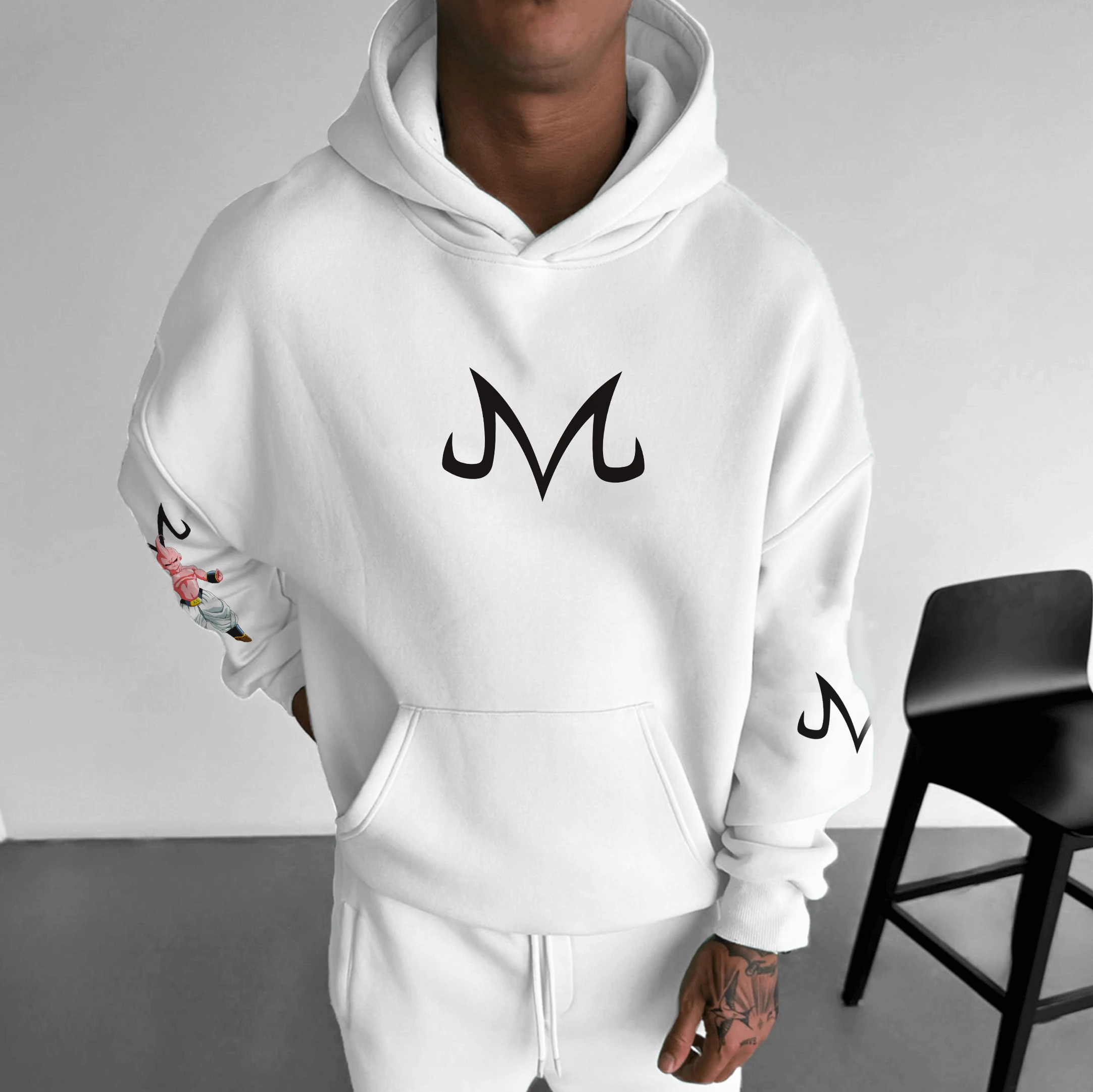 سويت شيرت Dragon Ball Z Majin Buu Pink Hoodie للرجال ملابس الشارع الشهير مع بلوفر كاجوال مطبوع ياباني لمحبي الموضة