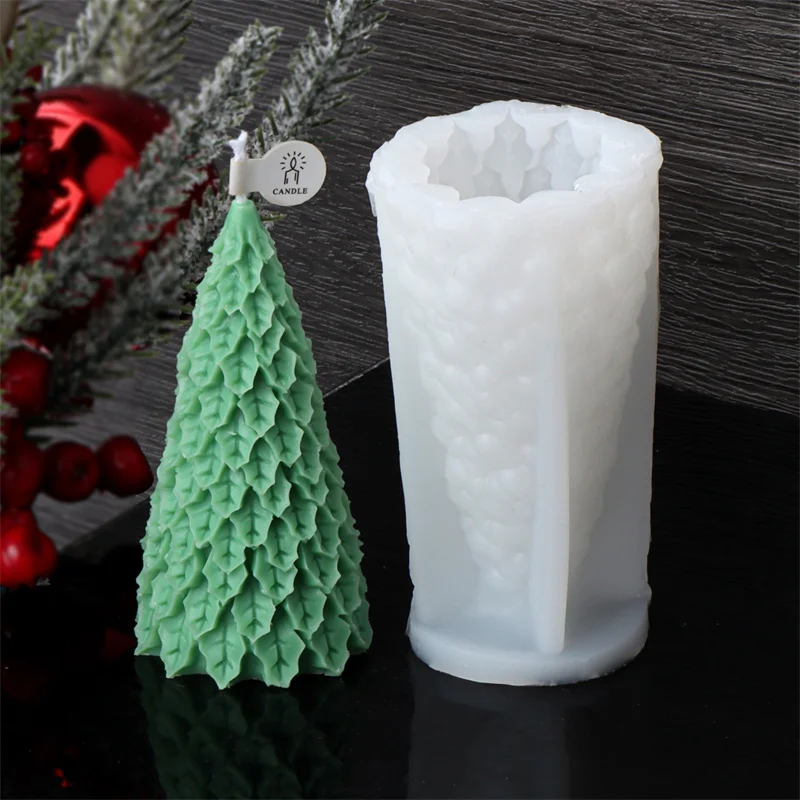 3D Christmas Tree Candle Molds Silicone Pine Tree Silicone Mold for Epoxy Resin Casting DIY Aromatherapy Candles