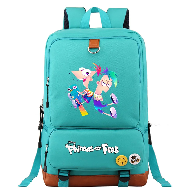 Disney Phineas And Ferb School Book Bags Boy Girl Travel Shoulder Backpack Men Women Large Capacity Casual Rucksack Mochila