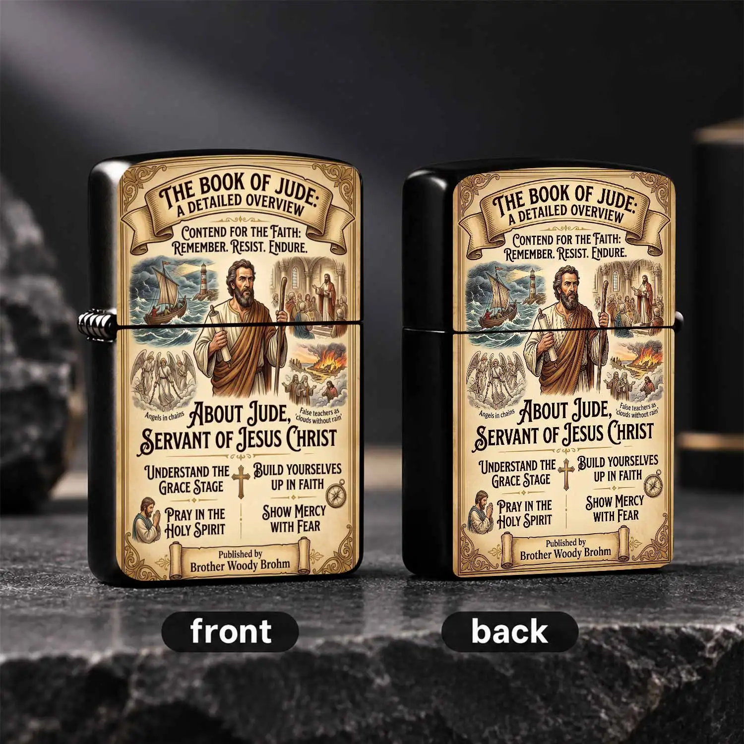 Vintage The Book of Jude Themed Lighter, Exquisite Retro Pattern Decor, Portable Practical Accessory for Daily Use, Gifting, All Scenarios, Inspirational Faith Themed Souvenir for Friends and Fam A Humorous And Interesting Lighter